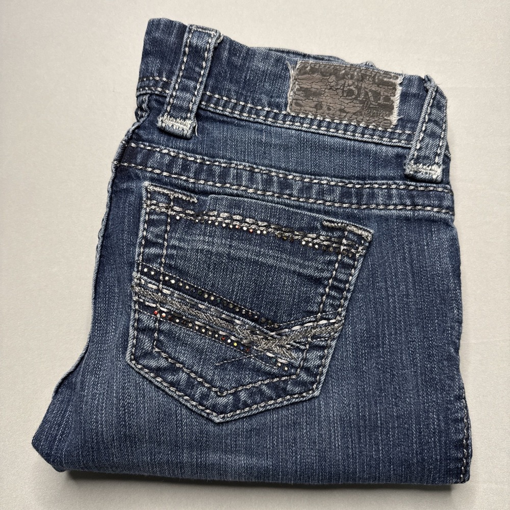 BKE Stella‎ Skinny Low Rise Dark Denim Jeans Embellished Pockets 24L (28x27)
